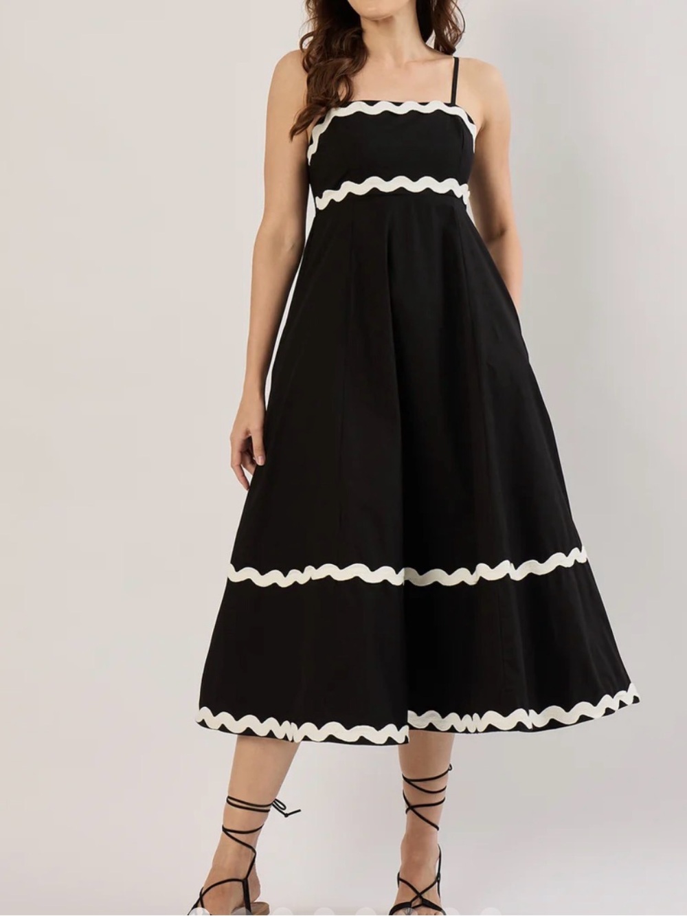 Sim and Sam BLACK/WHITE RIC RAC SL POPLIN MAXI
